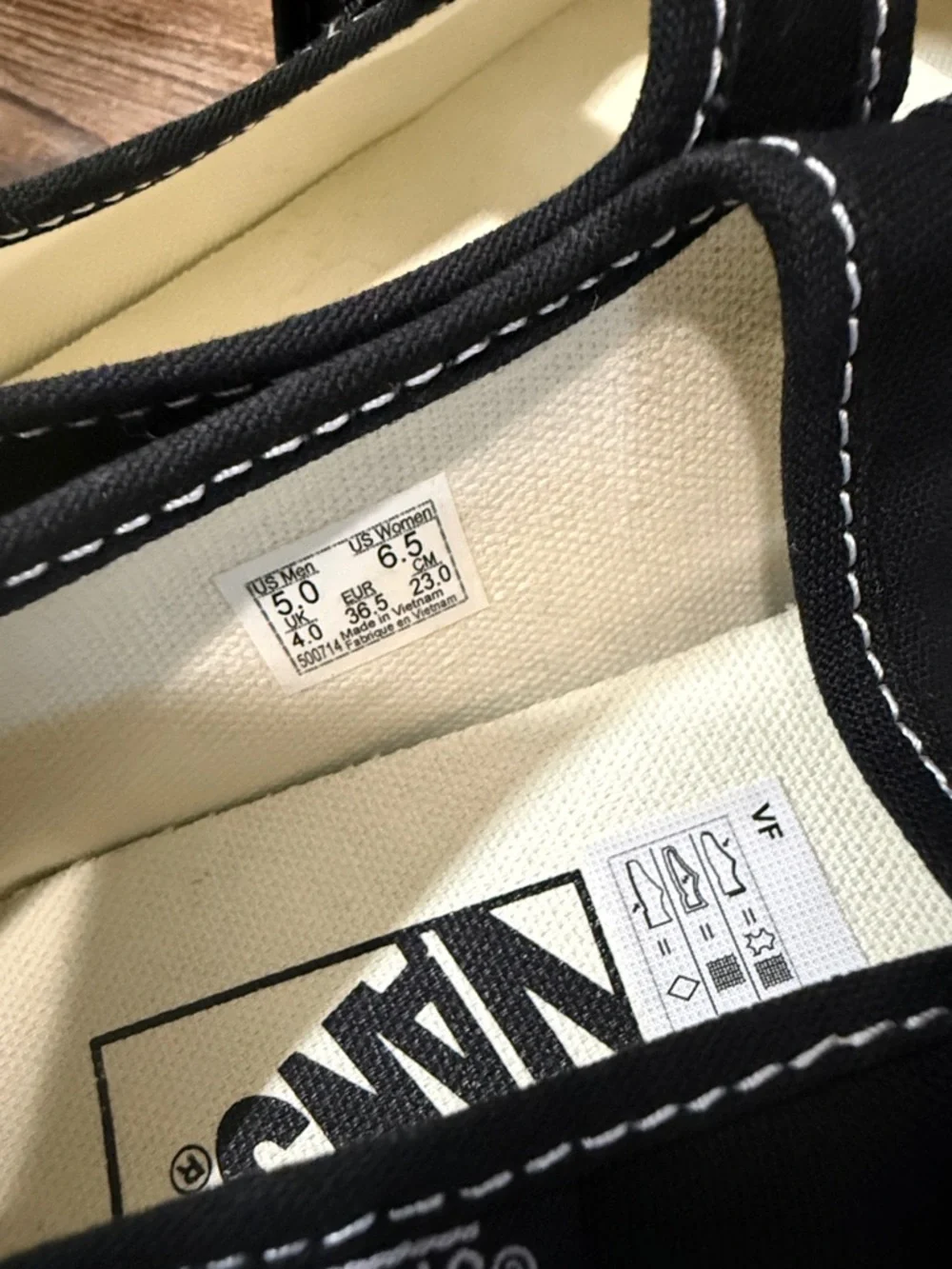 Vans Kids Black and White Mary Jane Canvas Sneakers with Buckle - Picture 4 of 5